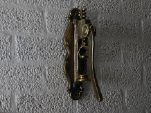 Wand wijnopener, hendel kurkentrekker messing, flesopener messing, heel fraai!! LAATSTE!!