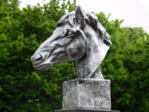 Groot paardenhoofd - zilvergrijs - polystone