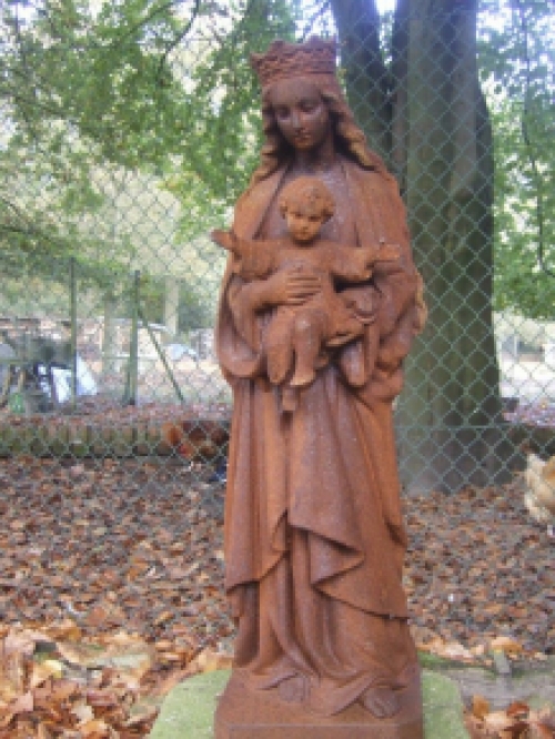 Madonna, maria met kind sculptuur - gietijzer