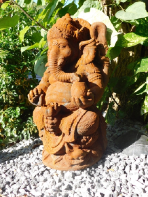 Statue Ganesha 1 oxid, a Hindu god, full oxid stone statue!