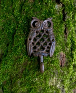 Wardrobe hook based on an owl, metal cast iron