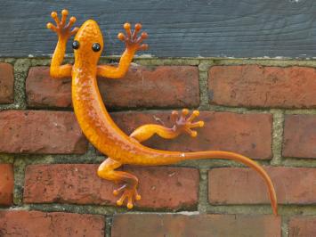 Gecko in Farbe - handbemalt - Metall - Wanddekoration