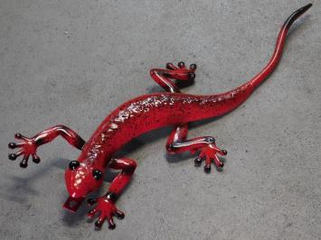 Gecko in Farbe - handbemalt - Metall - Wanddekoration