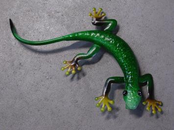 Gecko in colour - hand-painted - metal - wall deco