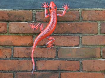 Gecko in colour - hand-painted - metal - wall deco