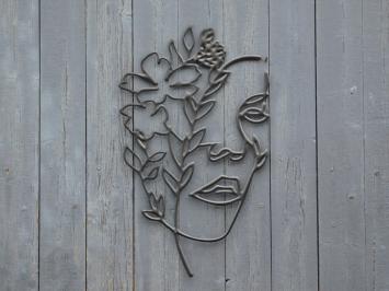 Gezicht met Bloemen - 50 cm - Outline Wanddecoratie