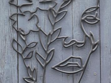 Gezicht met Bloemen - 50 cm - Outline Wanddecoratie