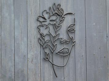 Gesicht mit Blumen - 50 cm - Skizze Wanddekoration