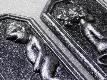 Cast Iron Toilet Signs Man & Woman – Set of 2 in Old Silver Look