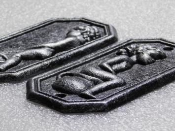 Cast Iron Toilet Signs Man & Woman – Set of 2 in Old Silver Look