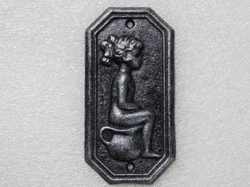 Cast Iron Toilet Signs Man & Woman – Set of 2 in Old Silver Look