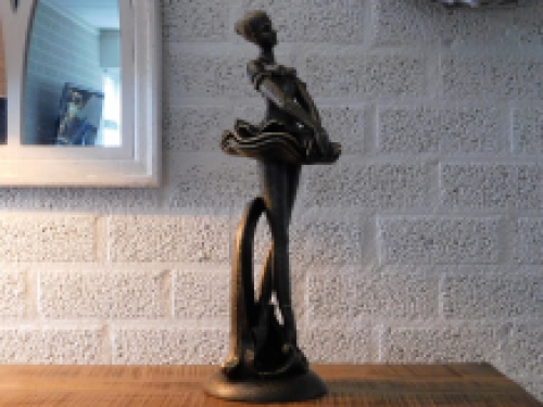 Beeld van een ballerina, gietijzer, brons-look, huisdecoratie