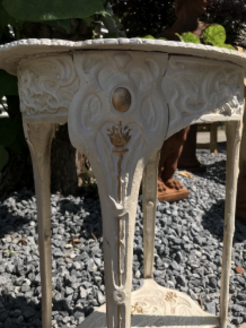 A cast iron table, white, art nouveau ''flower''