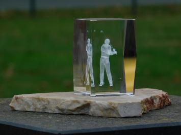 Statue golfer in glass - 3D - marble base