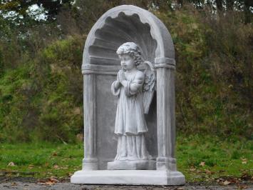 Large Classic Prayer Chapel with Praying Angel – approx. 95 x 70 cm – Stone