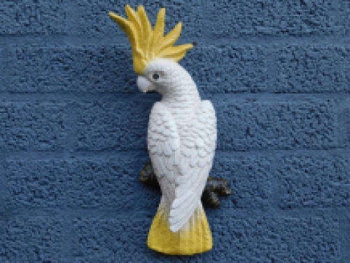 Large yellow-crested cockatoo - cast iron, wall ornament