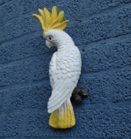 Large yellow-crested cockatoo - cast iron, wall ornament