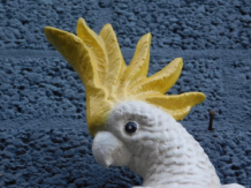 Large yellow-crested cockatoo - cast iron, wall ornament