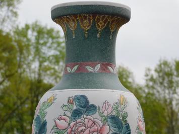 Grote Vintage Aziatische Siervaas met Bloemmotief – ca. 60 cm – Keramiek