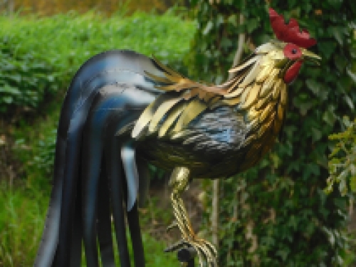 Rooster on stand - metal - full colour