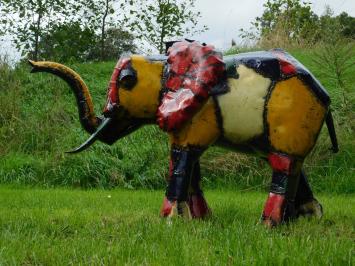 Handgemaakte Olifant ''Kito'' in Kleur - 100 x 65 cm - Metaal
