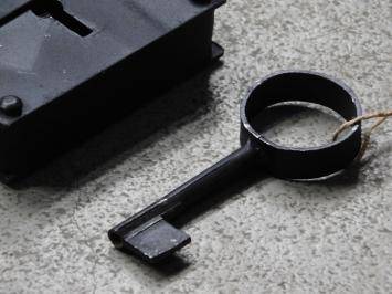 Antique padlock - black - iron - medieval