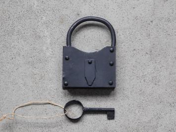 Antiek hangslot - middeleeuwse stijl - zwart