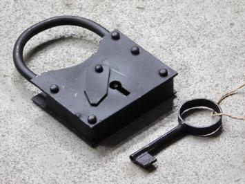 Antiek hangslot - middeleeuwse stijl - zwart