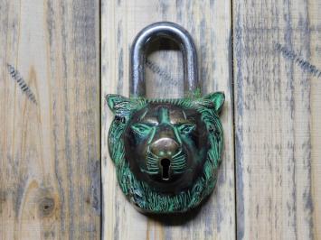 Padlock Lion - Brass - Green Finish - Incl. 2 Keys