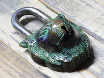 Padlock Lion - Brass - Green Finish - Incl. 2 Keys