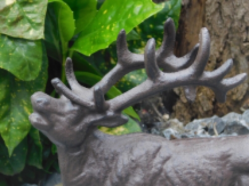 Brown painted deer made of cast iron, sculpture as a gift, for ledges and shelves