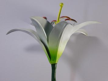 Handgemachte Lilie - Weiß - Metall - Gartenstab - 125 cm