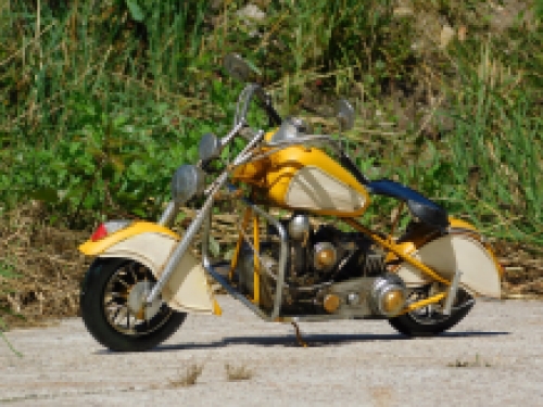 Handmade motorbike - metal - yellow