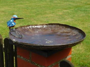 Handmade Feeding Bowl / Bird Bath – Metal – Ø 45 cm – With Kingfisher