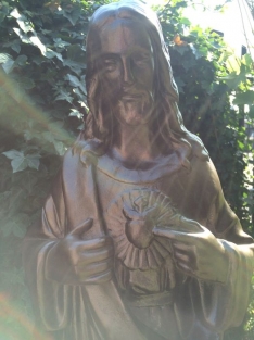 Jesus heiliges Herz Statue, massiver Stein, Farbe Bronze, schönes Aussehen!