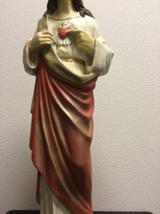 Jezus heilig hart beeld, vol steen, origineel kerkbeeld in kleur.