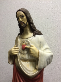 Jesus sacred heart statue, full of stone, original church statue in color.