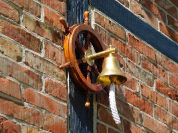 Steering wheel with bell - Hardwood - Wall Bell Brass