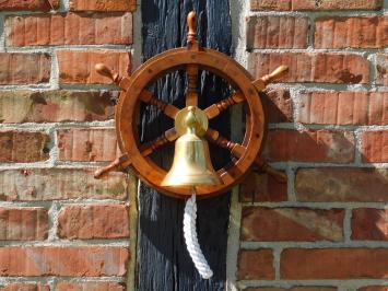 Steering wheel with bell - Hardwood - Wall Bell Brass