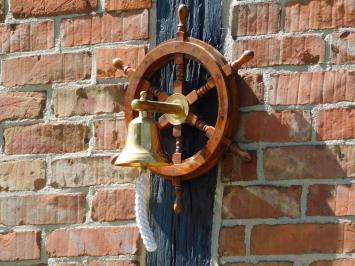 Steering wheel with bell - Hardwood - Wall Bell Brass