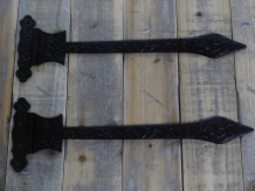 2 x Deur scharnieren, deurband, zwart borstband antieke ijzeren deur scharnier middeleeuws.