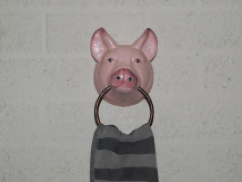 Handdoek ring ''Pig Head'' - varken kop - big- gietijzer