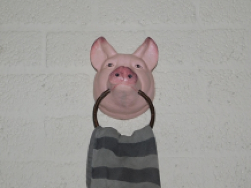 Handdoek ring ''Pig Head'' - varken kop - big- gietijzer