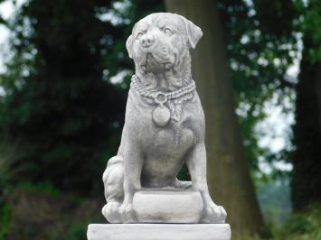 Dog on Pedestal - 68 cm - Stone
