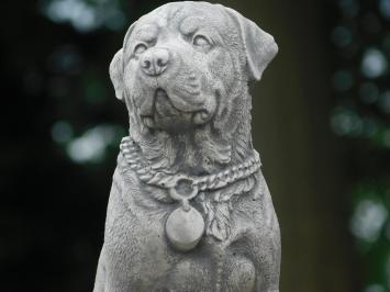 Dog on Pedestal - 68 cm - Stone