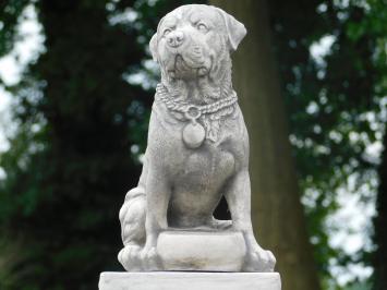 Dog on Pedestal - 68 cm - Stone