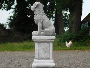 Dog on Pedestal - 68 cm - Stone