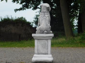 Dog on Pedestal - 68 cm - Stone
