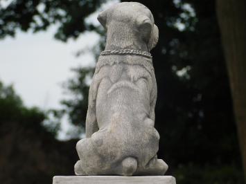 Dog on Pedestal - 68 cm - Stone