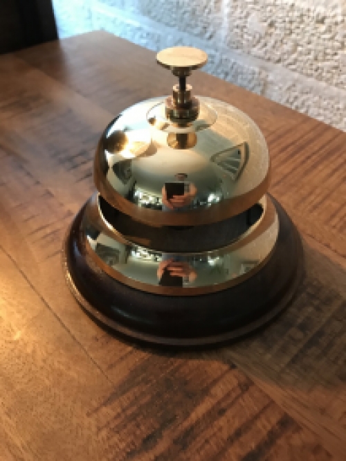 Hotel desk bell wood-brass, beautiful sound!!